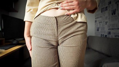 super-naughty fucking partner entices You With Her ample Cameltoe In trousers
