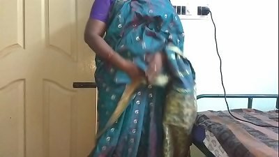 desi indian tamil telugu kannada malayalam hindi insatiable cheating wifey vanitha wearing blue colour saree showcasing giant baps and clean-shaved gash press firm hooters press nipple rubbing vagina masturbation