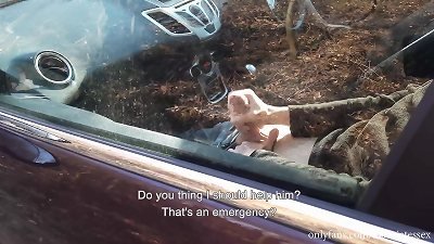 Youtube Blogger Caught a boy stroking off in a Car in a Public Park and Helped him cum by Hanjob