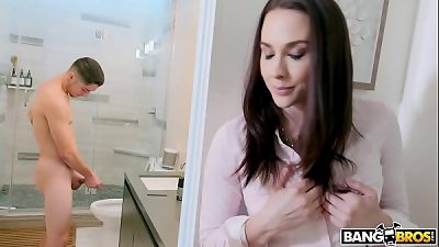 BANGBROS - Stepmom Chanel Preston Catches sonnie masturbating Off In shower